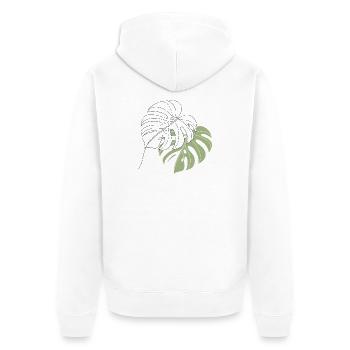 Illustration d’illustration de feuilles de Monstera - Veste à capuche bio Premium Unisexe - blanc - Dos - Thijin (182cm)