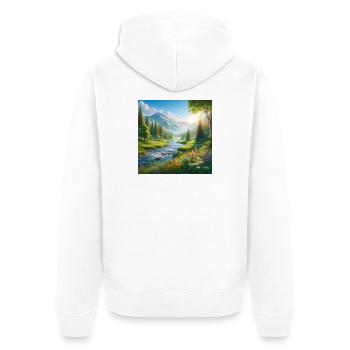 La rivière des Fleurs de Printemps de Fjälldalen - Veste à capuche bio Premium Unisexe - blanc - Dos - Thijin (182cm)
