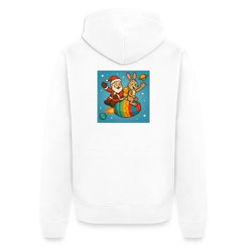 Christmas Easter Bunny in Star Flight - Unisex Premium Organic Zip Hoodie - white - Back - Thijin (182cm)