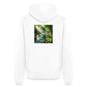 Sunshine in a forest stream - Unisex Premium Organic Zip Hoodie - white - Back - Thijin (182cm)