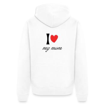 I Love My Mom - Mother's Day & Anniversa Gift - Unisex Premium Organic Zip Hoodie - white - Back - Thijin (182cm)