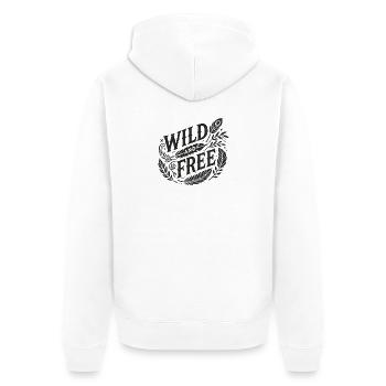 Wilde Freiheit mit Feder und Blattwerk - Unisex Premium Bio Zip Hoodie - Weiß - Hinten - Thijin (182cm)