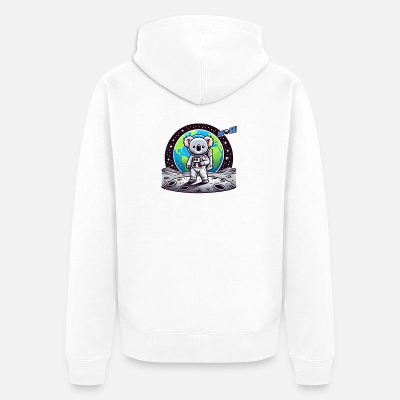 Astronaute koala sur le sol lunaire - Veste à capuche bio Premium Unisexe - blanc