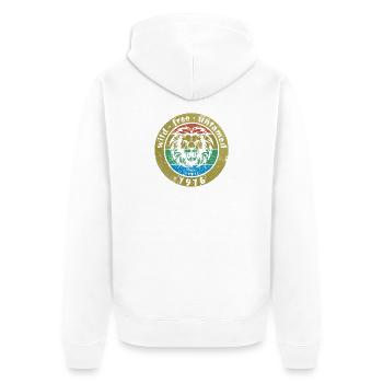 Wild, free & untamed since 04/1976 - Unisex Premium Organic Zip Hoodie - white - Back - Thijin (182cm)