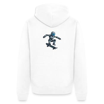02 Le Robot Urbain Skateboard - Veste à capuche bio Premium Unisexe - blanc - Dos - Thijin (182cm)