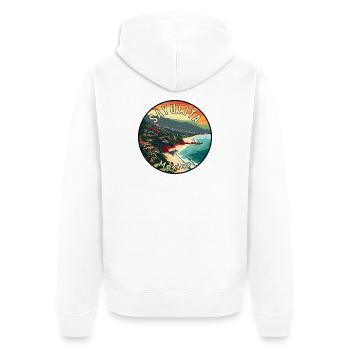 Erkunde das tropische Paradies Sayulita Mexiko - Unisex Premium Bio Zip Hoodie - Weiß - Hinten - Thijin (182cm)