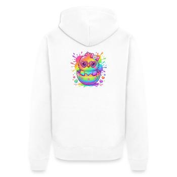 Pâques Pâques Petit Poussin de Pâques Coloré Arc-en-ciel - Veste à capuche bio Premium Unisexe - blanc - Dos - Thijin (182cm)