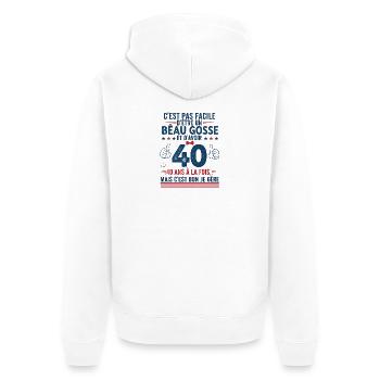 Gutaussehendes Kind-Humorgeschenk 40 Jahre Mann - Unisex Premium Bio Zip Hoodie - Weiß - Hinten - Thijin (182cm)