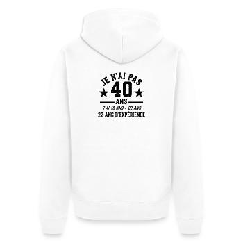 Ich will nicht 40 Jahre alt sein - Unisex Premium Bio Zip Hoodie - Weiß - Hinten - Thijin (182cm)