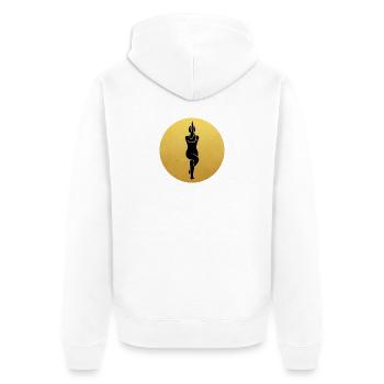 Adler Pose Yoga Silhouette Goldene Sonne - Unisex Premium Bio Zip Hoodie - Weiß - Hinten - Thijin (182cm)