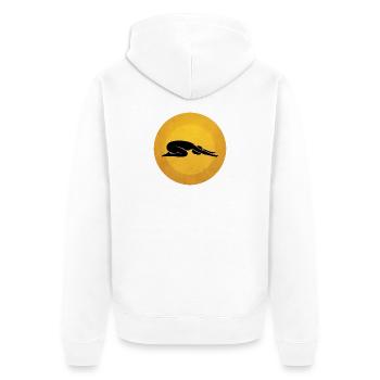 Warrior II Yoga Pose Silhouette Sun Design - Unisex Premium Organic Zip Hoodie - white - Back - Thijin (182cm)