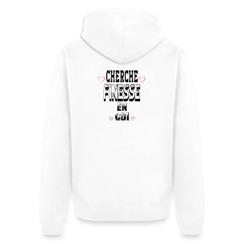 Cherche Finesse en CDI - Veste à capuche bio Premium Unisexe - blanc - Dos - Thijin (182cm)