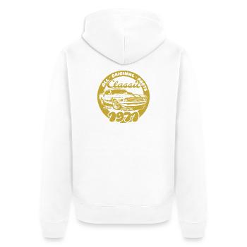 55e anniversaire - Classic Musclecar 04/1971 - Veste à capuche bio Premium Unisexe - blanc - Dos - Thijin (182cm)