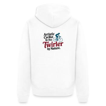 Künstlerischer Radfahrer Cycler By Day Twirler Pro - Unisex Premium Bio Zip Hoodie - Weiß - Hinten - Thijin (182cm)