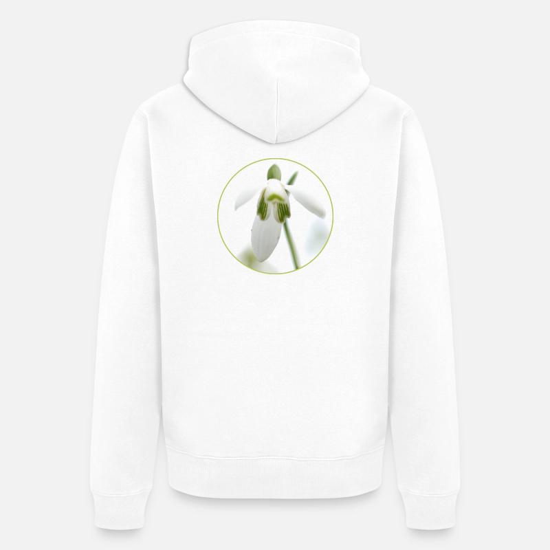 Source de la Fleur de Perce-Neige - Veste à capuche bio Premium Unisexe - blanc