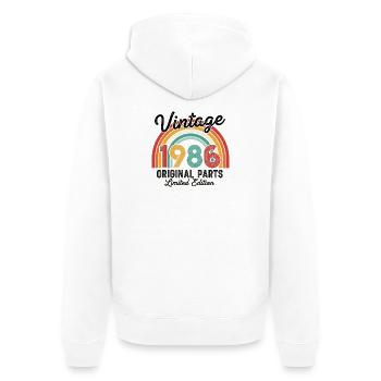 Vintage 1986 Pièces Originales 40ème Anniversaire  - Veste à capuche bio Premium Unisexe - blanc - Dos - Thijin (182cm)