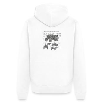 Landwirtschaftlicher Traktor Skizze - Unisex Premium Bio Zip Hoodie - Weiß - Hinten - Thijin (182cm)
