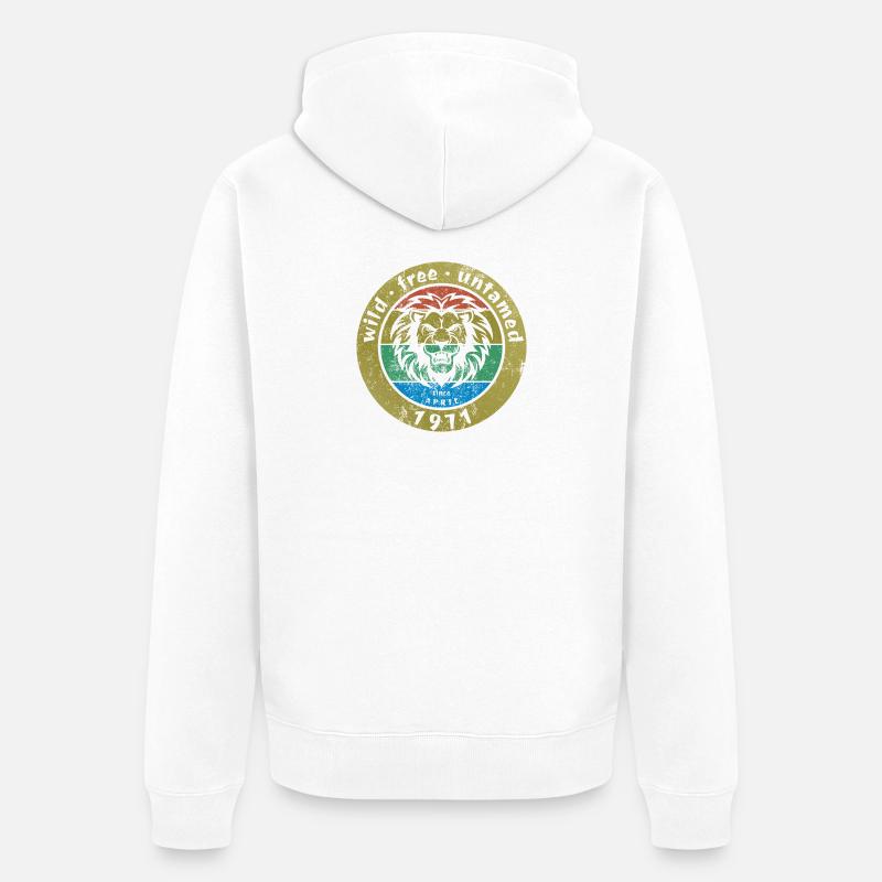 Sauvages, libres et indomptés depuis 04/1971 - Veste à capuche bio Premium Unisexe - blanc