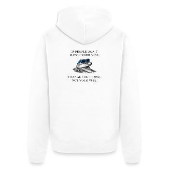 do_not_change_your_viYoube_krokodil_aligator_stark - Unisex Premium Bio Zip Hoodie - Weiß - Hinten - Thijin (182cm)