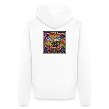 Albert Hofmann Bicycle Day - Unisex Premium Bio Zip Hoodie - Weiß - Hinten - Thijin (182cm)