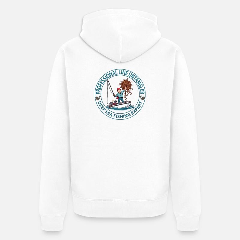 Logo de l’expert en pêche en haute mer - Veste à capuche bio Premium Unisexe - blanc