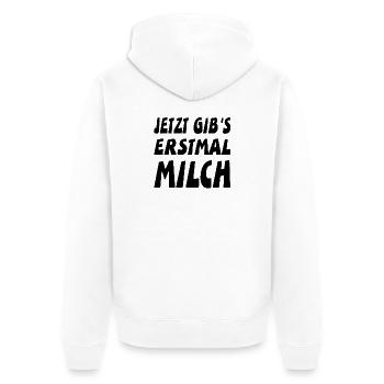 Milch - Unisex Premium Bio Zip Hoodie - Weiß - Hinten - Thijin (182cm)