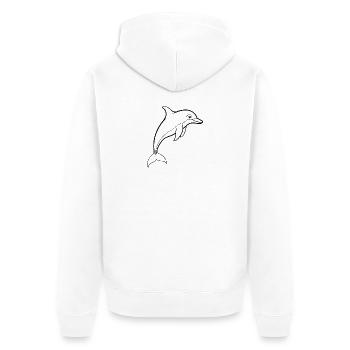 Dolphin - Unisex Premium Organic Zip Hoodie - white - Back - Thijin (182cm)