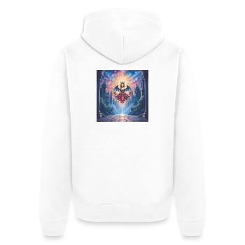 Geflügelte Königin im Himmlischen Portal - Unisex Premium Bio Zip Hoodie - Weiß - Hinten - Thijin (182cm)