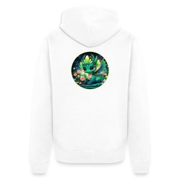Drachenjunge im Regenwald - Unisex Premium Bio Zip Hoodie - Weiß - Hinten - Thijin (182cm)