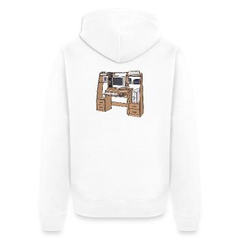 Retro-Computerschreibtisch-Setup 90er 2000er Nostalgie - Unisex Premium Bio Zip Hoodie - Weiß - Hinten - Thijin (182cm)