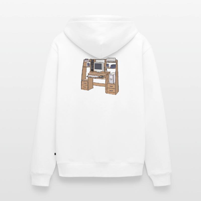 Retro Computer Desk Setup 90s 2000s Nostalgic Unisex Premium Organic Zip Hoodie