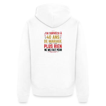 40 Ans De Mariage Cadeau Mari 40e Anniversaire  - Veste à capuche bio Premium Unisexe - blanc - Dos - Thijin (182cm)