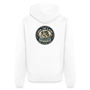 Line & Hook Legends Patch, lustiges Angeln - Unisex Premium Bio Zip Hoodie - Weiß - Hinten - Thijin (182cm)