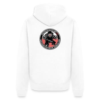 Unordnungsamt Delmenhorst Clown Sticker - Unisex Premium Bio Zip Hoodie - Weiß - Hinten - Thijin (182cm)