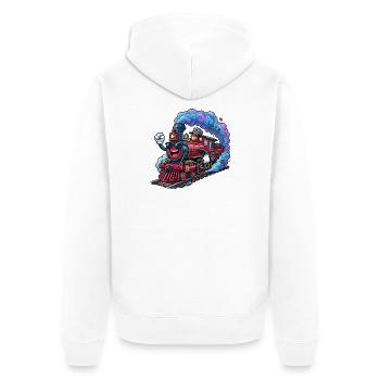 Colorful Playful Locomotive - Unisex Premium Organic Zip Hoodie - white - Back - Thijin (182cm)