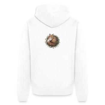 Schlafender Fuchs Kranz Süß - Unisex Premium Bio Zip Hoodie - Weiß - Hinten - Thijin (182cm)