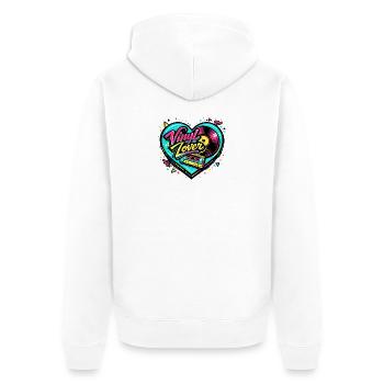 Vinyl Heart Neon - Veste à capuche bio Premium Unisexe - blanc - Dos - Thijin (182cm)
