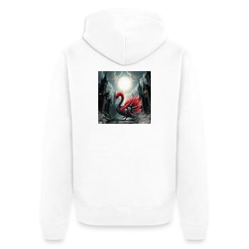 Gotischer Phönix mit Totenköpfen - Unisex Premium Bio Zip Hoodie - Weiß - Hinten - Thijin (182cm)