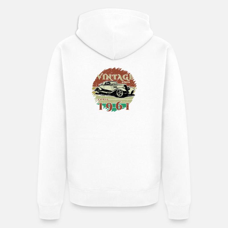 65e anniversaire - Classiques - Millésime depuis 04/1961 - Veste à capuche bio Premium Unisexe - blanc