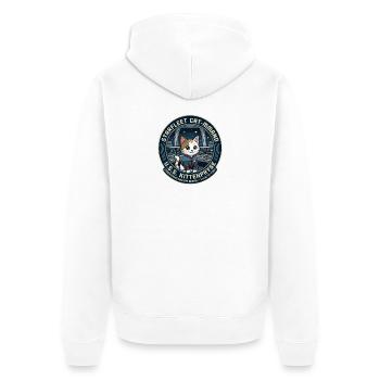 Kitty Captain Kittenpryse - Unisex Premium Bio Zip Hoodie - Weiß - Hinten - Thijin (182cm)