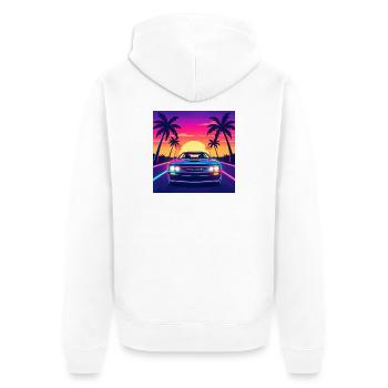 Neon Sunset Drive - Unisex Premium Bio Zip Hoodie - Weiß - Hinten - Thijin (182cm)