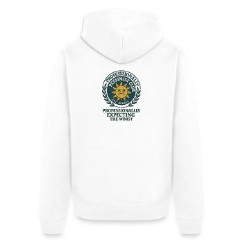 Skeptische Sonne Spruch - Unisex Premium Bio Zip Hoodie - Weiß - Hinten - Thijin (182cm)
