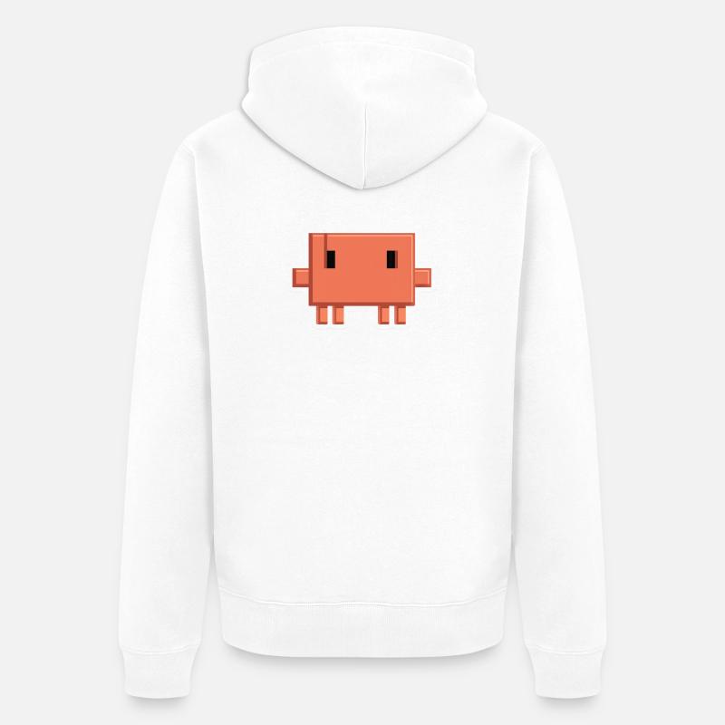 Claude Code Pixel AI Maskottchen-Entwickleraufkleber - Unisex Premium Bio Zip Hoodie - Weiß