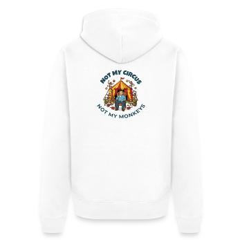 Nicht mein Zirkus, nicht meine Affen. - Unisex Premium Bio Zip Hoodie - Weiß - Hinten - Thijin (182cm)