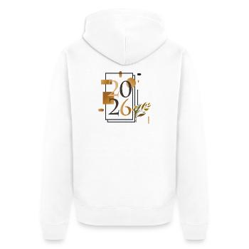 my year 2026 - Unisex Premium Organic Zip Hoodie - white - Back - Thijin (182cm)