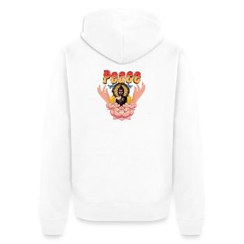 Peaceful Buddha Lotus - Peace & Love series - Unisex Premium Organic Zip Hoodie - white - Back - Thijin (182cm)