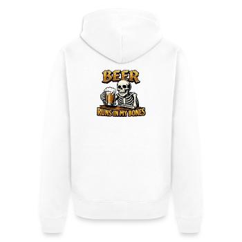 Beer Skeleton and Beer - Unisex Premium Organic Zip Hoodie - white - Back - Thijin (182cm)