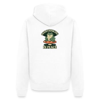 Overthinking in Peace Frog Humor Relax - Unisex Premium Organic Zip Hoodie - white - Back - Thijin (182cm)