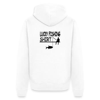 Angeln - Unisex Premium Bio Zip Hoodie - Weiß - Hinten - Thijin (182cm)