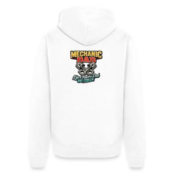 Mechanic Dad – Cool Dad Saying - Unisex Premium Organic Zip Hoodie - white - Back - Thijin (182cm)